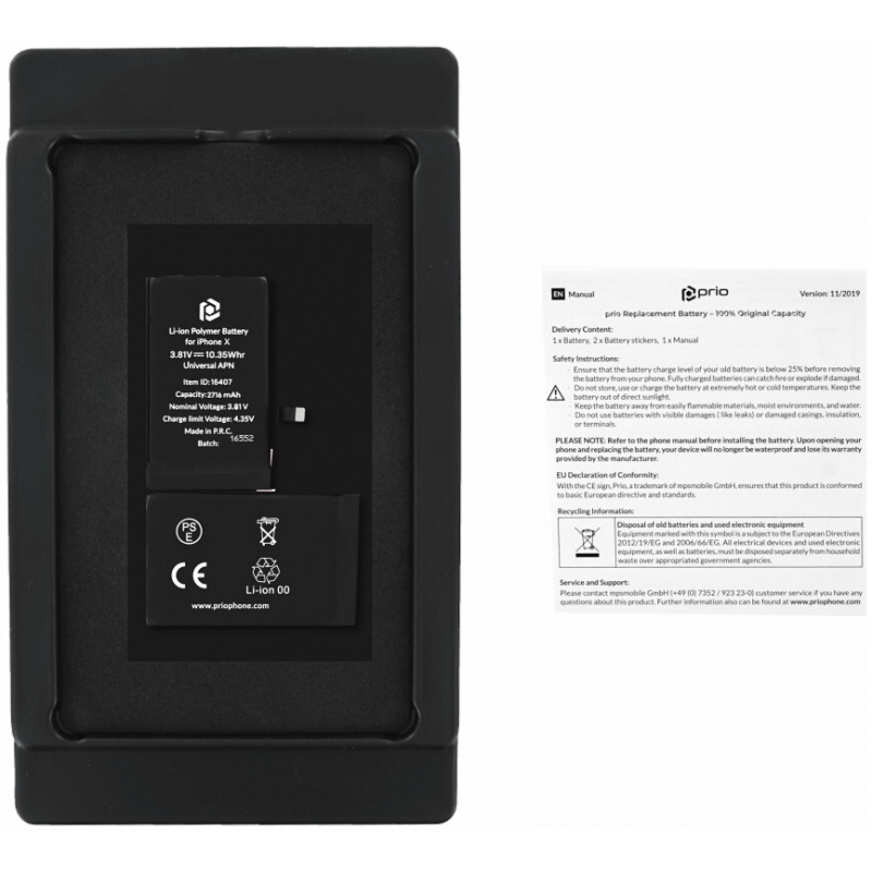 Baterija za Apple iPhone X, 2716 mAh, vključen trak za pritrditev - Image 5