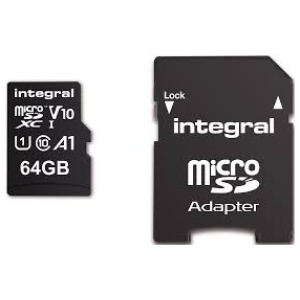 Integral 64GB High Speed microSDHC/XC V10 UHS-I U1+adapter