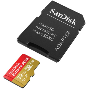 San Disk Extreme PLUS micSDHC 32GB + SD Adapter + RescuePRO Deluxe 100MB/s A1 C10 V30 UHS-I U3