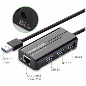 Ugreen USB 3.0 hub na 3x USB A in RJ45 - box - Image 4