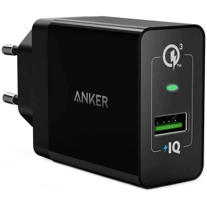 Anker PowerPort+ 1 QC 3.0 stenski polnilec črn