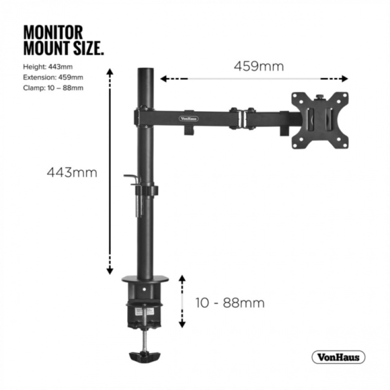 VonHaus enojni namizni nosilec za monitor (13-32'') - Image 2