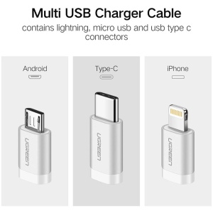 Ugreen USB 2.0 na Micro USB+Lightning+Type C (3 v 1) podatkovni kabel pleten 1