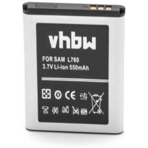<b>Opis:</b><br><ul><li>Nadomestna baterija je izdelana po zasnovi in tehnologiji nemškega proizvajalca VHBW, kar zagotavlja odlično kvaliteto<br></li><li>Najsodobnejša tehnologija omogoča veliko ciklov polnjenja in praznjenja<br></li><li>Li-Ion celice so prijazne okolju, obenem pa zagotavljajo delovanje brez spominskega učinka<br></li><li>Termično stikalo ščiti baterijske celice pred pregrevanjem, prenapolnitvijo in kratkim stikom<br></li><li>Visoka kapaciteta baterije, podaljšan čas delovanja pri mirovanju naprave, zelo počasno samopraznjenje<br></li><li>100% kompatibilnost z originalno baterijo</li><li>Baterijo polnimo z originalnim ali nadomestnim polnilcem</li><li>Certifikati CE in ROHS</li></ul><br><br><p><b>Originalne oznake:</b></p><ul><li>AB553443DE</li><li>AB553443DU<br></li></ul><br><p><b>Primerno za:</b></p><ul></ul><br>Samsung:<br><ul><li>SGH-L760, SGH-L768, SGH-Z620</li></ul><br><b>Lastnosti:</b><ul><li>Proizvajalec: VHBW</li><li>Vrsta: Li-Ion</li><li>Napetost: 3,7 V</li><li>Kapaciteta: 550 mAh (2,03 Wh)</li></ul><br>