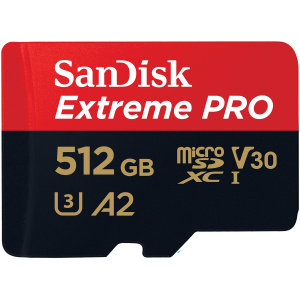SanDisk Extreme PRO microSDXC 512GB + SD Adapter do 200MB/s & 140MB/sA2 C10 V30 UHS-I U3