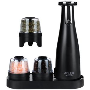 Adler AD4449b Električni mlin za sol in poper -set 3brusilniki -USB črn
