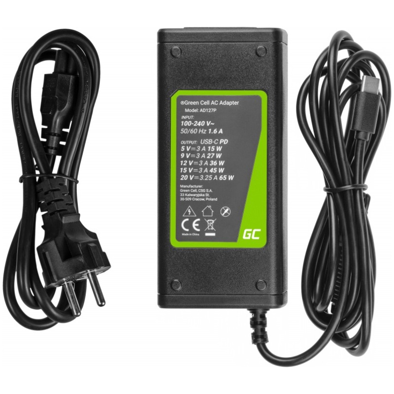 Polnilec za prenosnike HP / Toshiba / Acer / Asus / Lenovo / Dell, 65W / 20V / 3,25A / priključek USB-C - Image 2