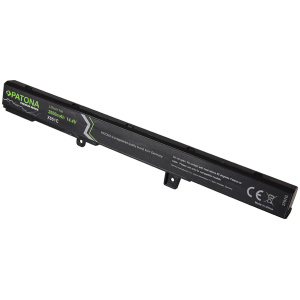 <b>Opis:</b><br><ul><li>Premium kvaliteta z originalnimi celicami Samsung<br></li><li>Nadomestna baterija je izdelana po zasnovi in tehnologiji nemškega proizvajalca Patona, kar zagotavlja odlično kvaliteto<br></li><li>Najsodobnejša tehnologija omogoča veliko ciklov polnjenja in praznjenja<br></li><li>Li-Ion celice so prijazne okolju, obenem pa zagotavljajo delovanje brez spominskega učinka<br></li><li>Termično stikalo ščiti baterijske celice pred pregrevanjem, prenapolnitvijo in kratkim stikom<br></li><li>Visoka kapaciteta baterije, podaljšan čas delovanja pri mirovanju naprave, zelo počasno samopraznjenje<br></li><li>100% kompatibilnost z originalno baterijo</li><li>Baterijo polnimo z originalnim ali nadomestnim polnilcem</li><li>Certifikati CE in ROHS</li></ul><br><p><b>Originalne oznake:</b><br></p><ul><li>A31N1319</li><li>A41N1308</li><li>0B110-00250100</li><li>0B110-00250100M</li><li>X45LI9C</li><li>YU12008-13007D</li><li>A31LJ91</li><li>YU12125-13002<br></li></ul><br><p><b>Primerno za:</b></p>Asus:<br><ul><li>D450, D450C, D450CA, D450L, D450LA, D450LC, D450M, D450MA, D550, D550C, D550CA, D550M, D550MA, F451, F451C, F451CA, F451M, F451MA, F551, F551C, F551CA, F551M, F551MA, F551MAV, F551MAV-BING, F551MAV-DB02, K451, K451L, K451LA, K451LB, K451LN, P451, P451C, P451CA, P551, P551C, P551CA, R411, R411C, R411CA, R411CA-MNC4, R411M, R411MA, R508, R508C, R508CA, R509, R512, R512C, R512CA, R512M, R512MA, R551, R551L, R551LA, R551LB, R551LN, R552, R552J, R552JK, R552JV, R552L, R552LF, X451, X451C, X451CA, X451M, X451MA, X451MA-DB01, X451MAV, X551, X551C, X551CA, X551M, X551MA, X551MAV, X551MAV-BING, X551MAV-SX386B </li></ul><br><b>Lastnosti:</b><ul><li>Proizvajalec: Patona</li><li>Barva: črna</li><li>Vrsta: Li-Ion</li><li>Napetost: 14,4 V</li><li>Kapaciteta: 2.600 mAh (37 Wh)</li><li>Število celic: 4</li></ul><br>