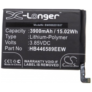 <b>Opis:</b><br><ul><li>Nadomestna baterija je izdelana po zasnovi in tehnologiji nemškega proizvajalca VHBW, kar zagotavlja odlično kvaliteto<br></li><li>Najsodobnejša tehnologija omogoča veliko ciklov polnjenja in praznjenja<br></li><li>Li-Polymer celice so prijazne okolju, obenem pa zagotavljajo delovanje brez spominskega učinka<br></li><li>Termično stikalo ščiti baterijske celice pred pregrevanjem, prenapolnitvijo in kratkim stikom<br></li><li>Visoka kapaciteta baterije, podaljšan čas delovanja pri mirovanju naprave, zelo počasno samopraznjenje<br></li><li>100% kompatibilnost z originalno baterijo</li><li>Baterijo polnimo z originalnim ali nadomestnim polnilcem</li><li>Certifikati CE in ROHS</li></ul><br><br><p><b>Originalne oznake:</b></p><ul><li>HB446589EEW<br></li></ul><br><br><p><b>Primerno za:</b></p><p>Huawei:</p><ul><li>Nova 6, WLZ-AL10, WLZ-AN00</li></ul><br><b>Lastnosti:</b><ul><li>Proizvajalec: VHBW</li><li>Vrsta: Li-Polymer</li><li>Napetost: 3,85 V</li><li>Kapaciteta: 3.900 mAh (15,02 Wh)</li></ul><br>