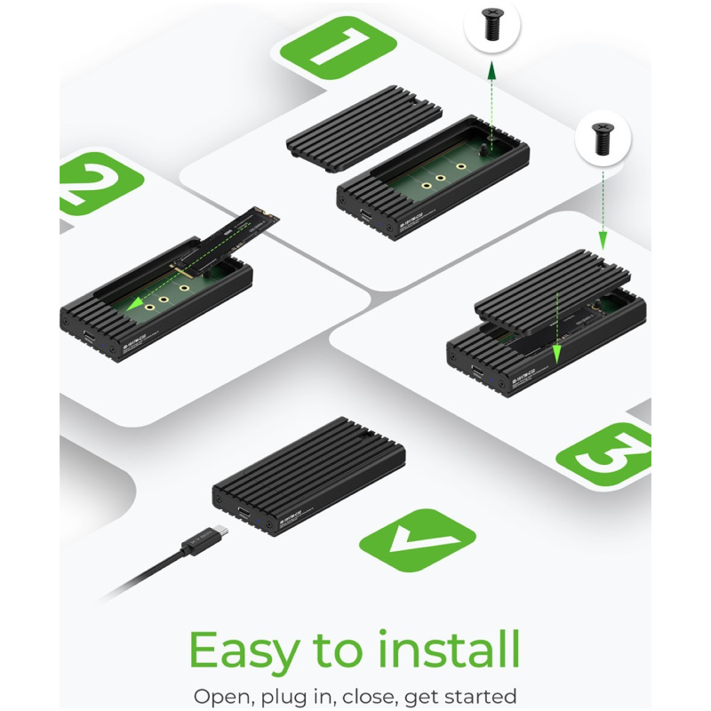Icybox IB-1917M-C32 ohišje za 1x M.2 NVMe SSD z USB 3.2 Gen 2x2 Type-C do 20 Gbit/s - Image 3
