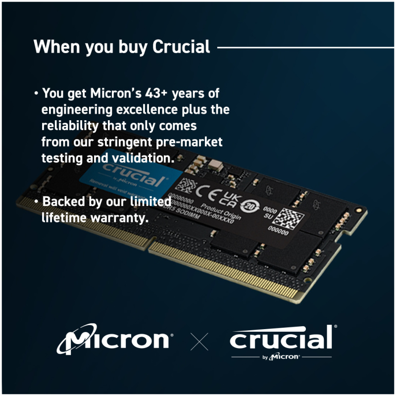 Crucial 8GB DDR5-4800 SODIMM PC5-38400 CL40, 1.1V - Image 4