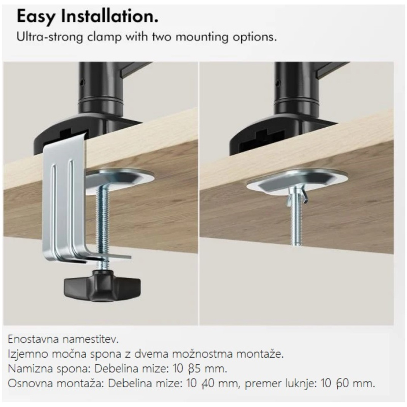 VonHaus dvojni namizni nosilec do diagonale 32'' plinska vzmet 3000915 - Image 3