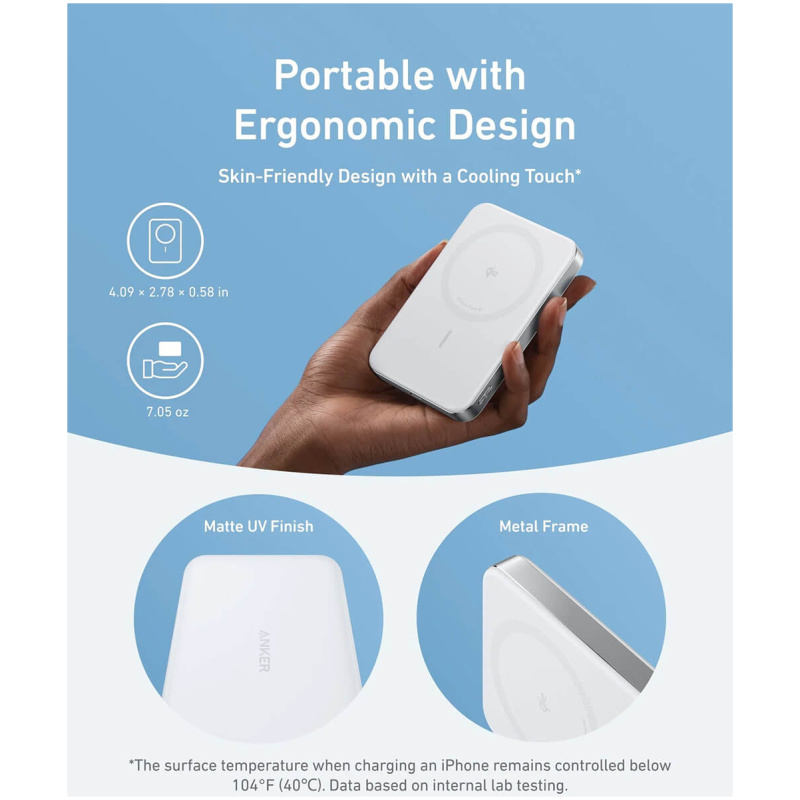 Anker MagGo 10K Slim brezžični powerbank, bel - Image 3