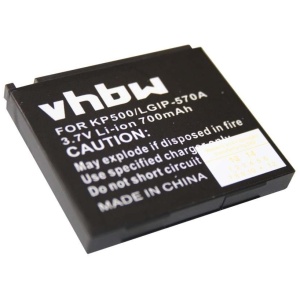 <b>Opis:</b><br><ul><li>Nadomestna baterija je izdelana po zasnovi in tehnologiji nemškega proizvajalca VHBW, kar zagotavlja odlično kvaliteto<br></li><li>Najsodobnejša tehnologija omogoča veliko ciklov polnjenja in praznjenja<br></li><li>Li-Ion celice so prijazne okolju, obenem pa zagotavljajo delovanje brez spominskega učinka<br></li><li>Termično stikalo ščiti baterijske celice pred pregrevanjem, prenapolnitvijo in kratkim stikom<br></li><li>Visoka kapaciteta baterije, podaljšan čas delovanja pri mirovanju naprave, zelo počasno samopraznjenje<br></li><li>100% kompatibilnost z originalno baterijo</li><li>Baterijo polnimo z originalnim ali nadomestnim polnilcem</li><li>Certifikati CE in ROHS</li></ul><br><br><p><b>Originalne oznake:</b><br></p><ul><li>LGIP-570A<br></li></ul><br><p><b>Primerno za:</b></p>LG:<br><ul><li>KP500, KP500 Cookie, KP501, KP502 Cookie<br></li></ul><br><b>Lastnosti:</b><ul><li>Proizvajalec: VHBW</li><li>Vrsta: Li-Ion</li><li>Napetost: 3,7 V</li><li>Kapaciteta: 700 mAh</li></ul><br>