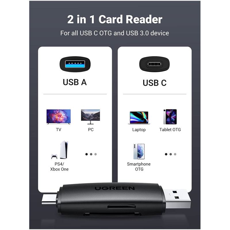Ugreen USB 3.0 + USB-C OTG čitalec kartic - Image 3