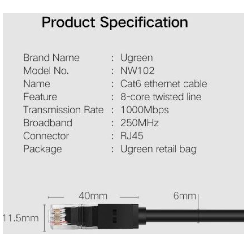 Ugreen Cat6 UTP LAN kabel 50m - box - Image 3