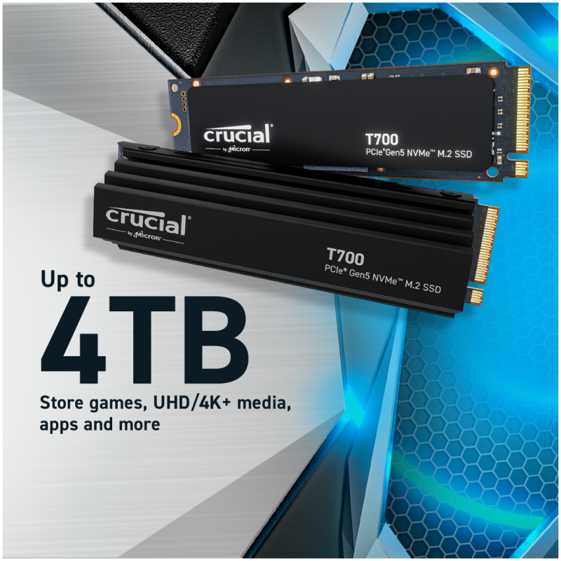 Crucial T700 4TB PCIe Gen5 NVMe M.2 SSD - Image 4