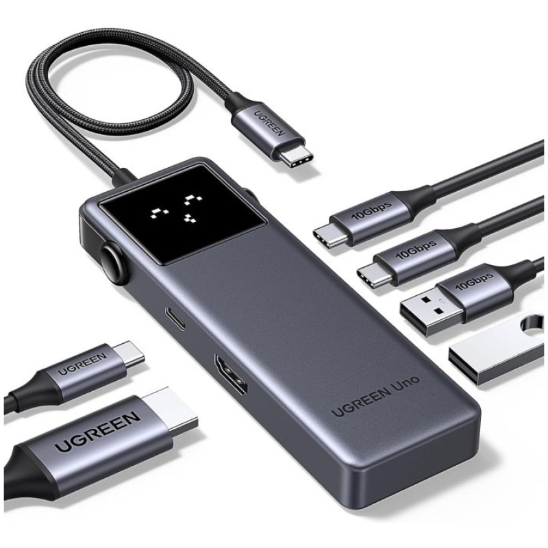 Ugreen Uno 6v1 USB-C hub z 10Gbps USB-C in USB-A ter 4K@60Hz HDMI izhodi - Image 2