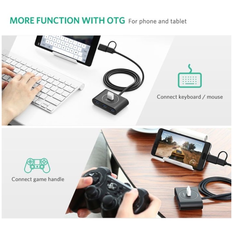 Ugreen USB 3.0 Hub z USB-C 3.1 OTG adapterjem 1M - box - Image 2