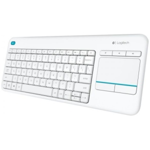 Brezžična tipkovnica Logitech K400 Plus Wireless Touch bela (Unifying