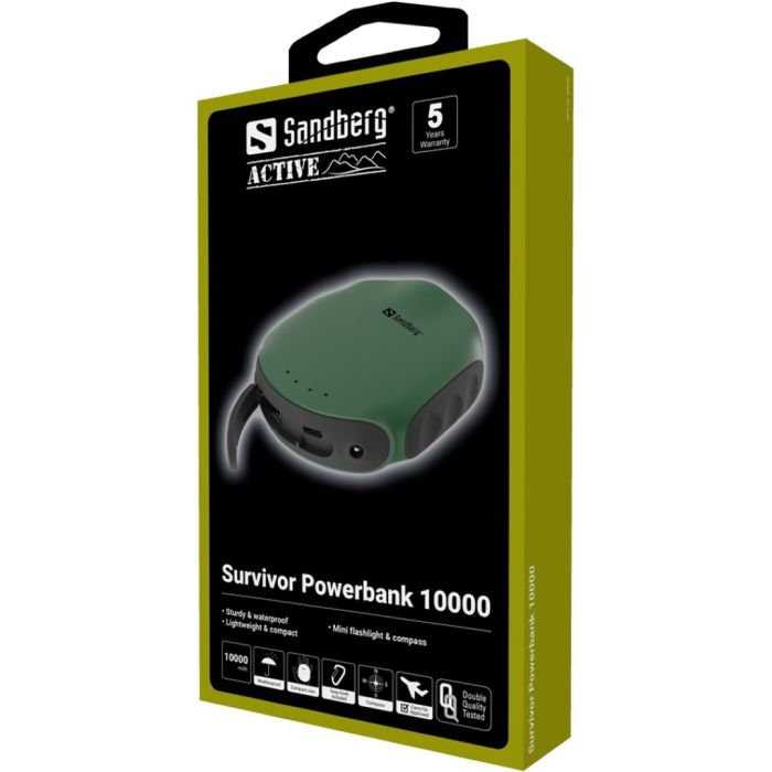 Sandberg Survivor Powerbank 10000mAh prenosna baterija z LED svetilko in kompasom - slika 2