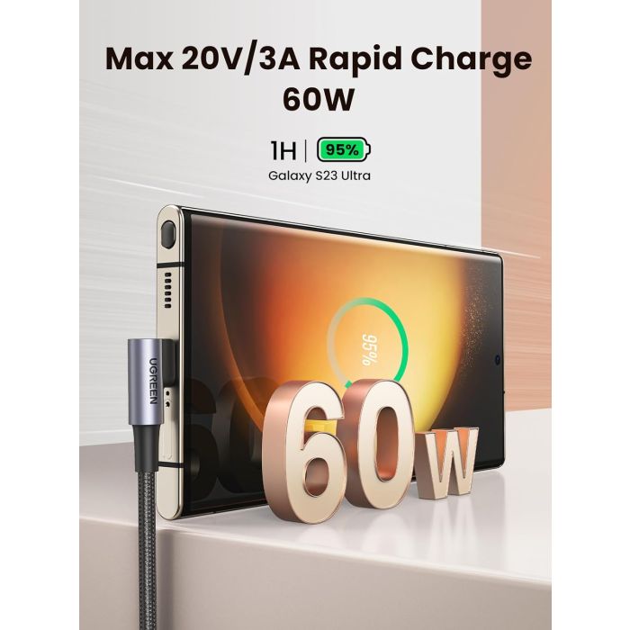 Ugreen kotni USB-C 60W kabel 2M - slika 4