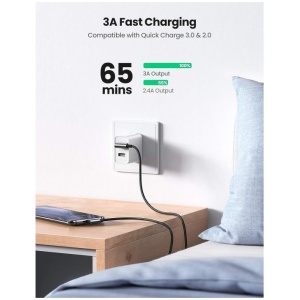 Ugreen USB v USB C 90-stopinjski kabel za hitro polnjenje 2M