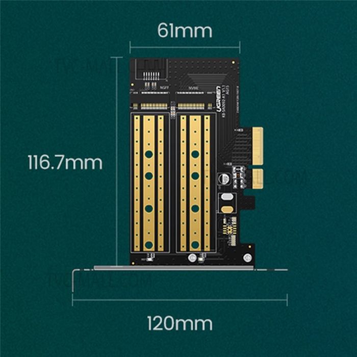 Ugreen 70504 M2 / M.2 NVME na PCI-E 3.0 razširitvena kartica z M.2 SATA podporo - slika 3