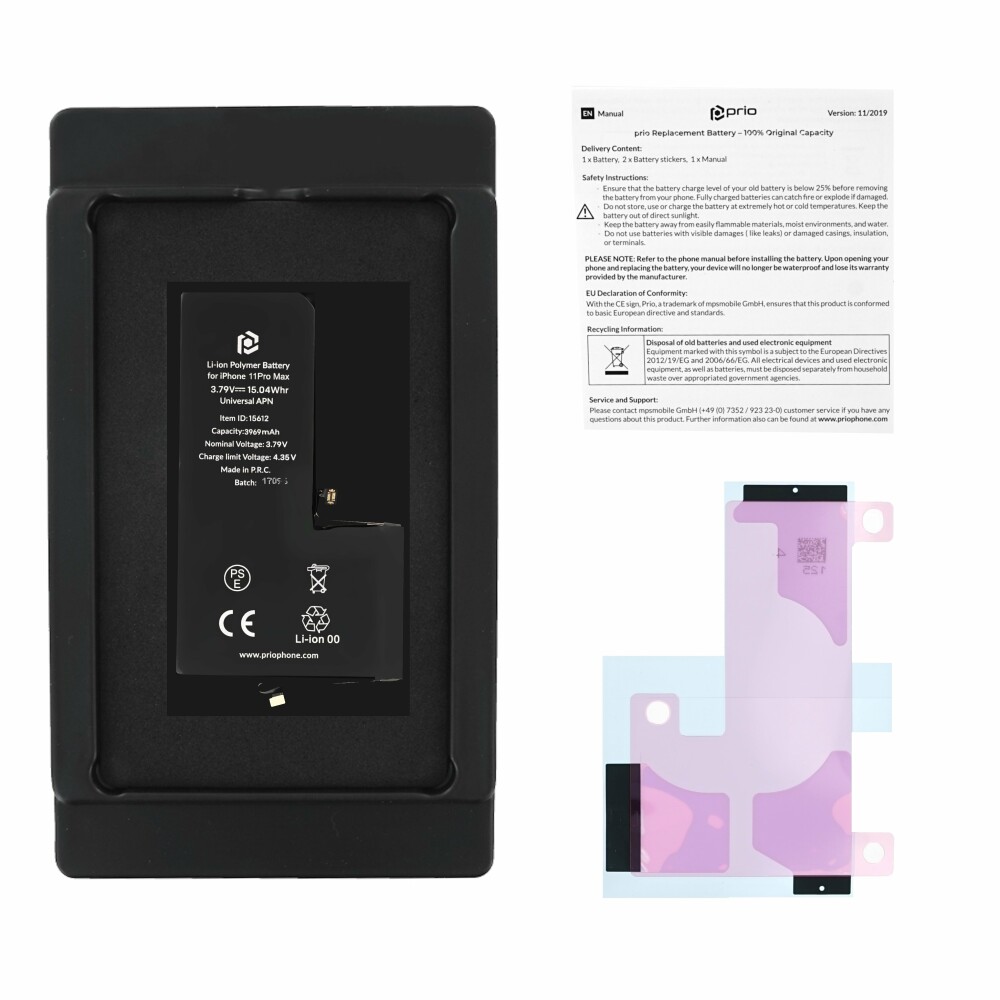 Baterija za Apple iPhone 11 Pro Max, 3969 mAh, vključen trak za pritrditev - slika 4