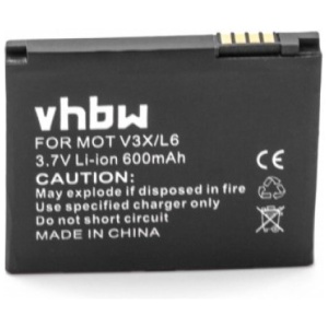 <b>Opis:</b><br><ul><li>Nadomestna baterija je izdelana po zasnovi in tehnologiji nemškega proizvajalca VHBW, kar zagotavlja odlično kvaliteto<br></li><li>Najsodobnejša tehnologija omogoča veliko ciklov polnjenja in praznjenja<br></li><li>Li-Ion celice so prijazne okolju, obenem pa zagotavljajo delovanje brez spominskega učinka<br></li><li>Termično stikalo ščiti baterijske celice pred pregrevanjem, prenapolnitvijo in kratkim stikom<br></li><li>Visoka kapaciteta baterije, podaljšan čas delovanja pri mirovanju naprave, zelo počasno samopraznjenje<br></li><li>100% kompatibilnost z originalno baterijo</li><li>Baterijo polnimo z originalnim ali nadomestnim polnilcem</li><li>Certifikati CE in ROHS</li></ul><br><br><p><b>Originalne oznake:</b></p><ul><li>77856</li><li>BC60</li><li>CFNN1041</li><li>SNN5768</li><li>SNN5768A</li><li>SNN5779A</li><li>SNN5781A</li><li>SNN5791A</li></ul><br><br><p><b>Primerno za:</b></p><p>Motorola:</p><ul><li>C257, C261, E6, KRZR, L7, L7 i-mode, MOTORAZR V3x, MOTORAZR V3x Blue, MOTOROKR E6, MOTOSLVR red, RAZR V3x, SLVR L7, SLVR L7c, SLVR L7i, U6C, W220 Pink</li></ul><br><b>Lastnosti:</b><ul><li>Proizvajalec: VHBW</li><li>Vrsta: Li-Ion</li><li>Napetost: 3,7 V</li><li>Kapaciteta: 600 mAh (2,22 Wh)</li></ul><br>