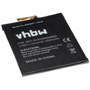 <b>Opis:</b><br><ul><li>Nadomestna baterija je izdelana po zasnovi in tehnologiji nemškega proizvajalca VHBW, kar zagotavlja odlično kvaliteto<br></li><li>Najsodobnejša tehnologija omogoča veliko ciklov polnjenja in praznjenja<br></li><li>Li-Polymer celice so prijazne okolju, obenem pa zagotavljajo delovanje brez spominskega učinka<br></li><li>Termično stikalo ščiti baterijske celice pred pregrevanjem, prenapolnitvijo in kratkim stikom<br></li><li>Visoka kapaciteta baterije, podaljšan čas delovanja pri mirovanju naprave, zelo počasno samopraznjenje<br></li><li>100% kompatibilnost z originalno baterijo</li><li>Baterijo polnimo z originalnim ali nadomestnim polnilcem</li><li>Certifikati CE in ROHS</li></ul><br><br><p><b>Originalne oznake:</b></p><ul><li>GV40</li><li>SNN5968A<br></li></ul><br><br><p><b>Primerno za:</b></p><p>Motorola:</p><ul><li>Moto Z Droid Force, Moto Z Force, Moto Z Force Droid, Moto Z Force TD-LTE, XT1650-02<br></li></ul><br><b>Lastnosti:</b><ul><li>Proizvajalec: VHBW</li><li>Vrsta: Li-Polymer</li><li>Napetost: 3,85 V</li><li>Kapaciteta: 3.280 mAh (12,63 Wh)</li></ul><br>