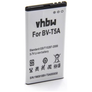 <b>Opis:</b><br><ul><li>Nadomestna baterija je izdelana po zasnovi in tehnologiji nemškega proizvajalca VHBW, kar zagotavlja odlično kvaliteto<br></li><li>Najsodobnejša tehnologija omogoča veliko ciklov polnjenja in praznjenja<br></li><li>Li-Ion celice so prijazne okolju, obenem pa zagotavljajo delovanje brez spominskega učinka<br></li><li>Termično stikalo ščiti baterijske celice pred pregrevanjem, prenapolnitvijo in kratkim stikom<br></li><li>Visoka kapaciteta baterije, podaljšan čas delovanja pri mirovanju naprave, zelo počasno samopraznjenje<br></li><li>100% kompatibilnost z originalno baterijo</li><li>Baterijo polnimo z originalnim ali nadomestnim polnilcem</li><li>Certifikati CE in ROHS</li></ul><br><br><p><b>Originalne oznake:</b></p><ul><li>BV-T5A</li><li>BL-T5A</li></ul><br><p><b>Primerno za:</b></p><ul></ul><br>Nokia<br><ul><li>Lumia 550, Lumia 730, Lumia 730 Dual SIM, Lumia 735, Lumia 735 Dual SIM, Lumia 738, RM-1038, RM-1040, RM-1127, Superman</li></ul><br><b>Lastnosti:</b><ul><li>Proizvajalec: VHBW</li><li>Vrsta: Li-Ion</li><li>Napetost: 3,7 V</li><li>Kapaciteta: 2.200 mAh (8,14 Wh)</li></ul><br>