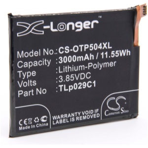 <b>Opis:</b><br><ul><li>Nadomestna baterija je izdelana po zasnovi in tehnologiji nemškega proizvajalca VHBW, kar zagotavlja odlično kvaliteto<br></li><li>Najsodobnejša tehnologija omogoča veliko ciklov polnjenja in praznjenja<br></li><li>Li-Polymer celice so prijazne okolju, obenem pa zagotavljajo delovanje brez spominskega učinka<br></li><li>Termično stikalo ščiti baterijske celice pred pregrevanjem, prenapolnitvijo in kratkim stikom<br></li><li>Visoka kapaciteta baterije, podaljšan čas delovanja pri mirovanju naprave, zelo počasno samopraznjenje<br></li><li>100% kompatibilnost z originalno baterijo</li><li>Baterijo polnimo z originalnim ali nadomestnim polnilcem</li><li>Certifikati CE in ROHS</li></ul><br><br><p><b>Originalne oznake:</b></p><ul><li>TLp029C1<br></li></ul><br><br><p><b>Primerno za:</b></p><p>Alcatel:</p><ul><li>A30 Fierce, A30 Fierce LTE, A30 Plus, A30 Plus LTE, OT-5049S, OT-5049W, OT-5049Z</li></ul><br><b>Lastnosti:</b><ul><li>Proizvajalec: VHBW</li><li>Vrsta: Li-Polymer</li><li>Napetost: 3,85 V</li><li>Kapaciteta: 3.000 mAh (11,55 Wh)</li></ul><br>