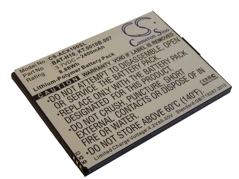 Opis:Nadomestna baterija je izdelana po zasnovi in tehnologiji nemškega proizvajalca VHBW, kar zagotavlja odlično kvalitetoNajsodobnejša tehnologija omogoča veliko ciklov polnjenja in praznjenjaLi-Ion celice so prijazne okolju, obenem pa zagotavljajo delovanje brez spominskega učinkaTermično stikalo ščiti baterijske celice pred pregrevanjem, prenapolnitvijo in kratkim stikomVisoka kapaciteta baterije, podaljšan čas delovanja pri mirovanju naprave, zelo počasno samopraznjenje100% kompatibilnost z originalno baterijoBaterijo polnimo z originalnim ali nadomestnim polnilcemCertifikati CE in ROHSOriginalne oznake:BAT-H10KT.0010B.007Primerno za:Acer:Liquid X1Lastnosti:Proizvajalec: VHBWVrsta: Li-IonNapetost: 3,7 VKapaciteta: 2.400 mAh (8,88 Wh)