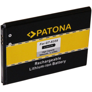 <b>Opis:</b><br><ul><li>Nadomestna baterija je izdelana po zasnovi in tehnologiji nemškega proizvajalca Patona, kar zagotavlja odlično kvaliteto<br></li><li>Najsodobnejša tehnologija omogoča veliko ciklov polnjenja in praznjenja<br></li><li>Li-Ion celice so prijazne okolju, obenem pa zagotavljajo delovanje brez spominskega učinka<br></li><li>Termično stikalo ščiti baterijske celice pred pregrevanjem, prenapolnitvijo in kratkim stikom<br></li><li>Visoka kapaciteta baterije, podaljšan čas delovanja pri mirovanju naprave, zelo počasno samopraznjenje<br></li><li>100% kompatibilnost z originalno baterijo</li><li>Baterijo polnimo z originalnim ali nadomestnim polnilcem</li><li>Certifikati CE in ROHS</li></ul><br><br><p><b>Originalne oznake:</b></p><ul><li>EB424255VA</li><li>EB424255VK</li><li>EB424255VU</li><li>AB463851BA</li><li>AB463851BABSTD<br></li></ul><br><p><b>Primerno za:</b></p><ul></ul><br>Samsung:<br><ul><li>Ch@t 335, Ch@t 357, Corby 2, REX80, REX80 DuoS, S3350, S3570, S3850, S5220, S5220R, S5222R, Star 3, Character SCR-R640, Chat 335 GT-S3350, Comment SCH-R380, Corby 2 II GT-S3850, Corby 2 II GT-C5530, SGH-Evergreen A667, Exclaim SPH-M550, Flight 2 II SGH-A927, Freeform III SCR-R380, Freeform III SCR-R390, Gravity 3 SGH-T479, Gravity SGH-T359, Gravity SGH-T669, Gravity TXT SGH-T379, Star 3 III GT-S5220, Star 3 III Duos GT-S5222, Highlight SGH-74 , Highnote SPH-M630, Messager 2 II SCR-R560, Messager SCR- R450, MessagerSCH-R631, Messager Touch SCH-R630, Rant SPH-M540, Vice SCH-R561, Seek SPH-M350, Solstice 2 II SGH-A817, SGH-T369, Comeback SGH-T559, Smiley SCH-M359, SPH-M330, Mantra SPH-M340, Trender SPH-M380, Rant SPH-M540, Sunburst SGH-A697, Tocco Lite 2</li></ul><br><b>Lastnosti:</b><ul><li>Proizvajalec: Patona</li><li>Vrsta: Li-Ion</li><li>Napetost: 3,7 V</li><li>Kapaciteta: 900 mAh (3,33 Wh)</li></ul><br>