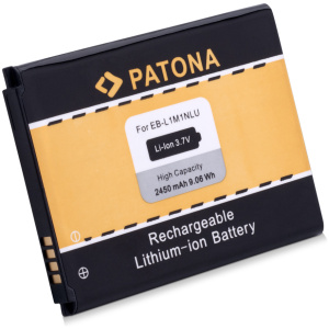 <b>Opis:</b><br><ul><li>Nadomestna baterija je izdelana po zasnovi in tehnologiji nemškega proizvajalca Patona, kar zagotavlja odlično kvaliteto<br></li><li>Najsodobnejša tehnologija omogoča veliko ciklov polnjenja in praznjenja<br></li><li>Li-Ion celice so prijazne okolju, obenem pa zagotavljajo delovanje brez spominskega učinka<br></li><li>Termično stikalo ščiti baterijske celice pred pregrevanjem, prenapolnitvijo in kratkim stikom<br></li><li>Visoka kapaciteta baterije, podaljšan čas delovanja pri mirovanju naprave, zelo počasno samopraznjenje<br></li><li>100% kompatibilnost z originalno baterijo</li><li>Baterijo polnimo z originalnim ali nadomestnim polnilcem</li><li>Certifikati CE in ROHS</li></ul><br><br><p><b>Originalne oznake:</b></p><ul><li>EB-L1M1NLA</li><li>EB-L1M1NLU</li><li>CS-SM8750XL<br></li></ul><br><p><b>Primerno za:</b></p><ul></ul><br>Samsung:<br><ul><li>I8750, ATIV S GT-I8370, ATIV S GT-I8750, GT-I8750 16GB, GT-I8750 32GB, ATIV S SCH-I919U, SCH-i930, ATIV Odyssey</li></ul><br><b>Lastnosti:</b><ul><li>Proizvajalec: Patona</li><li>Vrsta: Li-Ion</li><li>Napetost: 3,7 V</li><li>Kapaciteta: 2.450 mAh (9,06 Wh)</li></ul><br>