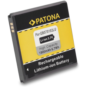 <b>Opis:</b><br><ul><li>Nadomestna baterija je izdelana po zasnovi in tehnologiji nemškega proizvajalca Patona, kar zagotavlja odlično kvaliteto<br></li><li>Najsodobnejša tehnologija omogoča veliko ciklov polnjenja in praznjenja<br></li><li>Li-Ion celice so prijazne okolju, obenem pa zagotavljajo delovanje brez spominskega učinka<br></li><li>Termično stikalo ščiti baterijske celice pred pregrevanjem, prenapolnitvijo in kratkim stikom<br></li><li>Visoka kapaciteta baterije, podaljšan čas delovanja pri mirovanju naprave, zelo počasno samopraznjenje<br></li><li>100% kompatibilnost z originalno baterijo</li><li>Baterijo polnimo z originalnim ali nadomestnim polnilcem</li><li>Certifikati CE in ROHS</li></ul><br><br><p><b>Originalne oznake:</b></p><ul><li>EB575152VU</li><li>EB575152LU<br></li></ul><br><p><b>Primerno za:</b></p><ul></ul><br>Samsung:<br><ul><li>I9000, i9000 Galaxy S, I9001, i9001 Galaxy S Plus, i9003, i9003 Galaxy SL (SCL), i9010 Giorgio Armani Galaxy S, i8250, I589,  I897, i919, Omnia 735, B7350, Omnia Pro 4</li></ul><br><b>Lastnosti:</b><ul><li>Proizvajalec: Patona</li><li>Vrsta: Li-Ion</li><li>Napetost: 3,7 V</li><li>Kapaciteta: 1.800 mAh (6,7 Wh)</li></ul><br>