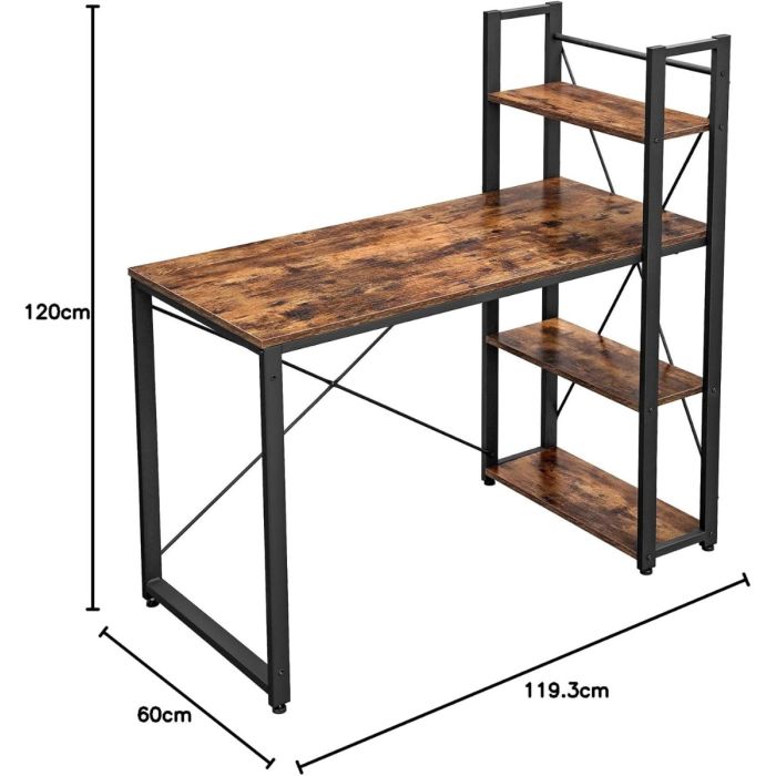 VASAGLE pisalna miza v industrijskem slogu, 120 × 60 × 75 cm - slika 3