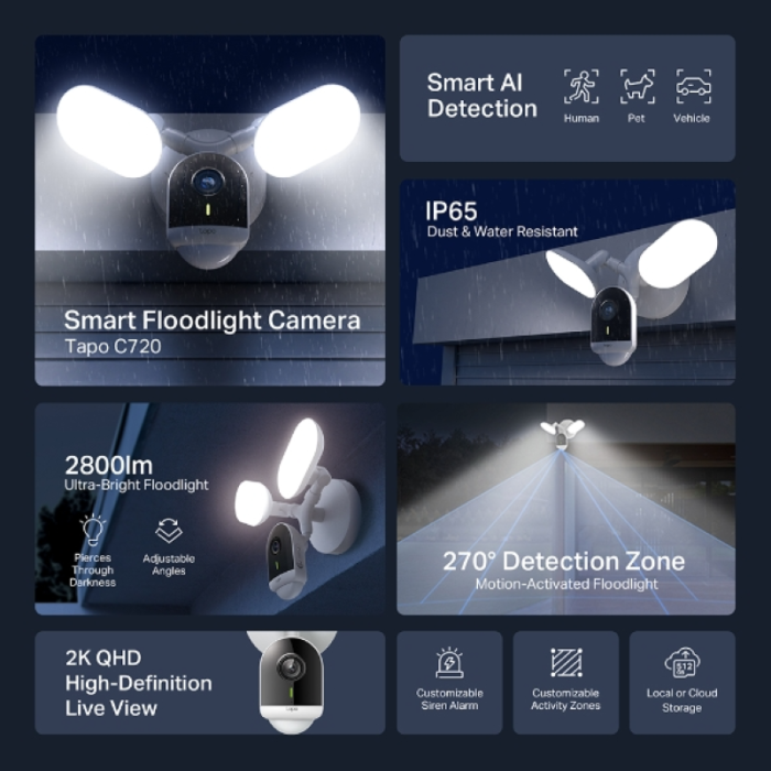 TP-LINK zunanja Wi-Fi reflektorska varnostna kamera Tapo C720 - slika 4