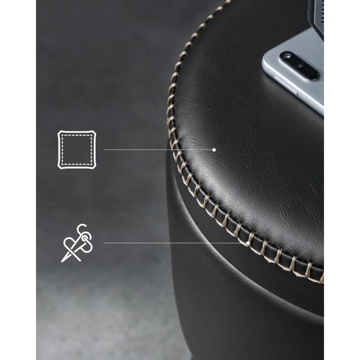 VASAGLE EKHO okrogli shranjevalni tabure z oblazinjenim sediščem - slika 4