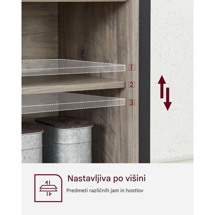 VASAGLE stranska omarica v industrijskem slogu, 100 × 33 × 80 cm - slika 4