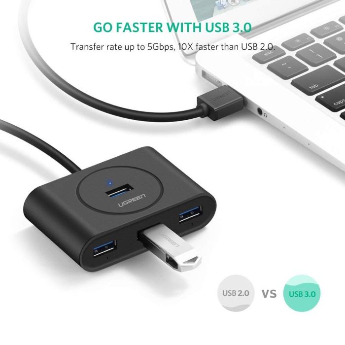 Ugreen USB 3.0 4 Ports Hub črn 1m - box - slika 2
