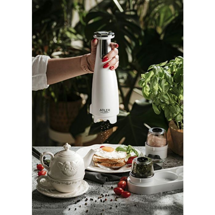 Adler AD4449W Električni mlin za sol in poper -set 3brusilniki -USB bel - slika 2