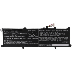 <b>Opis:</b><br><ul><li>Nadomestna baterija je izdelana po zasnovi in tehnologiji nemškega proizvajalca VHBW, kar zagotavlja odlično kvaliteto<br></li><li>Najsodobnejša tehnologija omogoča veliko ciklov polnjenja in praznjenja<br></li><li>Li-Polymer celice so prijazne okolju, obenem pa zagotavljajo delovanje brez spominskega učinka<br></li><li>Termično stikalo ščiti baterijske celice pred pregrevanjem, prenapolnitvijo in kratkim stikom<br></li><li>Visoka kapaciteta baterije, podaljšan čas delovanja pri mirovanju naprave, zelo počasno samopraznjenje<br></li><li>100% kompatibilnost z originalno baterijo</li><li>Baterijo polnimo z originalnim ali nadomestnim polnilcem</li><li>Certifikati CE in ROHS</li></ul><br><p><b>Originalne oznake:</b><br></p><ul><li>C31N1622<br></li><li>0B200-02390000</li><li>0B200-02390200</li><li>0B200-02390300</li><li>31CP5/70/81</li></ul><br><p><b>Primerno za:</b></p>Asus :<br><ul><li>ZenBook UX430UA-GV292T, ZenBook UX530UX-FY029R, ZenBook UX530UQ, ZenBook UX3430UA-GV068T, ZenBook UX430UA-GV004T, ZenBook UX530UX-FY070T, ZenBook UX530UQ-FY019T, ZenBook UX3430UA-GV301T, ZenBook UX3430UA-GV334, ZenBook UX530UQ-FY024T, ZenBook UX530UX, ZenBook UX3430UA-GV375T, ZenBook UX3430UA-GV470T, ZenBook UX3430UA-GV009T, ZenBook UX430UA-GV266T, ZenBook UX530UX-FY027T, ZenBook UX530UX-FY052T, ZenBook UX3430UA-GV012T, ZenBook UX430UA-GV003T, ZenBook UX530UX-FY040T, ZenBook UX530UQ-FY005T, ZenBook UX3430UA-GV140T, ZenBook UX430UA-DH74, ZenBook UX530UQ-FY025T, ZenBook UX3430UA-GV348T, ZenBook UX3430UA-GV340, ZenBook UX3430UA, ZenBook UX430UN-GV038T, ZenBook UX530UX-FY017T, ZenBook UX3430UA-GV376T, ZenBook UX3430UA-GV488T, ZenBook UX3430UA-GV010T, UX530UQ-FY058R, UX530UX-FY023T, UX530UX-FY065T, UX530UX-FY024T, UX530UQ-FY054T, UX530UX-FY018T, UX530UX-FY056T, UX530UX-FY034R, UX530UX-1A, UX530UQ-FY031T, UX530UX-FY005T, UX530UX-FY030T, UX530UX-FY073T, UX530UQ-0021A7200U, UX530UX-FY021T, UX530UX-FY050T, UX530UX-FY055R, UX530UQ-1A, UX530UQ-FY044T, UX530UX-FY006T, UX530UX-FY034T, UX530UQ-FY011T, UX530UX, UX530UQ-FY031R, UX530UX-FY026T, UX530UX-FY062T, UX530UX-FY061R, UX530UQ-FY047T, UX530UX-FY016T, UX530UQ-FY014T, UX530UX-FY005R, UX530UQ-FY049R, UX530UX-FY022T, UX530UX-FY064T, UX530, UX530UQ-FY050T, UX530UQ-FY006T, UX530UX-FY049T, UX530UX-FY033R, UX530UQ-FY063R, UX530UX-FY038T, UX530UX-FY066T, UX530UQ-FY030T, UX530UQ-FY007T, UX530UX-FY029T, UX530UX-FY057T, UX530UX-FY035R, UX530UQ-FY032T, UX530UX-FY009T, UX530UX-FY033T, UX530UQ-FY017T, UX530UQ, UX530UQ-FY005R, UX530UQ-FY003T, UX530UX-FY051T, UX530UX-FY069R, UX530UQ-2B, UX530UQ-FY046T, UX530UX-FY002T, UX530UX-FY048T, UX530UX-FY009R, UX530UQ-FY034R, UX530UX-FY020T, UX530UX-FY063T, UX530UQ-FY043T, UX530UX-FY011T, UX530UX-FY046T, UX530UQ-FY024T, UX530UX-2B<br></li></ul><br><b>Lastnosti:</b><ul><li>Proizvajalec: VHBW</li><li>Vrsta: Li-Polymer</li><li>Napetost: 11,55 V</li><li>Kapaciteta: 4.200 mAh (48,51 Wh)</li></ul><br>