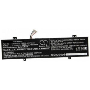 <b>Opis:</b><br><ul><li>Nadomestna baterija je izdelana po zasnovi in tehnologiji nemškega proizvajalca VHBW, kar zagotavlja odlično kvaliteto<br></li><li>Najsodobnejša tehnologija omogoča veliko ciklov polnjenja in praznjenja<br></li><li>Li-Polymer celice so prijazne okolju, obenem pa zagotavljajo delovanje brez spominskega učinka<br></li><li>Termično stikalo ščiti baterijske celice pred pregrevanjem, prenapolnitvijo in kratkim stikom<br></li><li>Visoka kapaciteta baterije, podaljšan čas delovanja pri mirovanju naprave, zelo počasno samopraznjenje<br></li><li>100% kompatibilnost z originalno baterijo</li><li>Baterijo polnimo z originalnim ali nadomestnim polnilcem</li><li>Certifikati CE in ROHS</li></ul><br><p><b>Originalne oznake:</b></p><ul><li>0B200-02970000</li><li>C31N1733<br></li></ul><br><br><p><b>Primerno za:</b></p><ul></ul><br>Asus:<br><ul><li>Q405UA, Q405UA-BI5T5, Q405UA-BI5T7, TP410UA, TP410UF, TP410UF-1A, TP410UF-AH8201E, TP410UF-EC002T, TP410UF-EC017T, TP410UF-EC023T, TP410UF-EC024T, TP410UF-EC027T, TP410UF-EC029T, TP410UF-EC030T, TP410UF-EC031T, TP410UF-EC034T, TP410UF-EC039T, TP410UF-EC069T, TP410UR, UX331UA, UX460UA, UX460UA-1B, UX460UA-2G, VivoBook Flip 14 TP410UA, VivoBook Flip 14 TP410UA-DB51T, VivoBook Flip 14 TP410UA-DB71T, VivoBook Flip 14 TP410UA-DH54T, VivoBook Flip 14 TP410UA-DS52T, VivoBook Flip 14 TP410UA-DS71T, VivoBook Flip 14 TP410UA-EC229T, VivoBook Flip 14 TP410UA-EC235T, VivoBook Flip 14 TP410UA-EC241T, VivoBook Flip 14 TP410UA-EC242T, VivoBook Flip 14 TP410UA-EC243T, VivoBook Flip 14 TP410UA-EC245T, VivoBook Flip 14 TP410UA-EC251T, VivoBook Flip 14 TP410UA-EC306T, VivoBook Flip 14 TP410UA-EC323T, VivoBook Flip 14 TP410UA-EC329T, VivoBook Flip 14 TP410UA-EC334T, VivoBook Flip 14 TP410UA-EC337T, VivoBook Flip 14 TP410UA-EC338T, VivoBook Flip 14 TP410UA-EC339T, VivoBook Flip 14 TP410UA-EC386T, VivoBook Flip 14 TP410UA-EC405T, VivoBook Flip 14 TP410UA-EC407T, VivoBook Flip 14 TP410UA-EC410T, VivoBook Flip 14 TP410UA-EC415T, VivoBook Flip 14 TP410UA-EC416T, VivoBook Flip 14 TP410UA-EC463T, VivoBook Flip 14 TP410UA-EC541T, VivoBook Flip 14 TP410UA-IB72T, VivoBook Flip 14 TP410UA-MH51T, VivoBook Flip 14 TP410UF, VivoBook Flip 14 TP410UF-EC003T, VivoBook Flip 14 TP410UR, VivoBook Flip 14 TP410UR-EC065T, VivoBook Flip 14 TP410UR-EC073T, VivoBook Flip 14 TP410UR-EC084T, VivoBook Flip 14 TP410UR-EC089T<br></li></ul><br><b>Lastnosti:</b><ul><li>Proizvajalec: VHBW</li><li>Barva: črna</li><li>Vrsta: Li-Polymer</li><li>Napetost: 11,55 V</li><li>Kapaciteta: 3.550 mAh (41 Wh)</li></ul><br>
