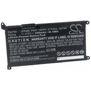 <b>Opis:</b><br><ul><li>Nadomestna baterija je izdelana po zasnovi in tehnologiji nemškega proizvajalca VHBW, kar zagotavlja odlično kvaliteto<br></li><li>Najsodobnejša tehnologija omogoča veliko ciklov polnjenja in praznjenja<br></li><li>Li-Polymer celice so prijazne okolju, obenem pa zagotavljajo delovanje brez spominskega učinka<br></li><li>Termično stikalo ščiti baterijske celice pred pregrevanjem, prenapolnitvijo in kratkim stikom<br></li><li>Visoka kapaciteta baterije, podaljšan čas delovanja pri mirovanju naprave, zelo počasno samopraznjenje<br></li><li>100% kompatibilnost z originalno baterijo</li><li>Baterijo polnimo z originalnim ali nadomestnim polnilcem</li><li>Certifikati CE in ROHS</li></ul><br><p><b>Originalne oznake:</b><br></p><ul><li>07T0D3</li><li>16DPH</li><li>7MT0R</li><li>7MT0R</li><li>P90F<br></li></ul><br><p><b>Primerno za:</b></p><ul></ul><br>Dell:<br><ul><li>Chromebook 3400, Chromebook 5488, Chromebook 5493, Chromebook 5593<br></li></ul><br><b>Lastnosti:</b><ul><li>Proizvajalec: VHBW</li><li>Vrsta: Li-Polymer</li><li>Napetost: 11,4 V</li><li>Kapaciteta: 3.400 mAh (38,76 Wh)</li></ul><br>