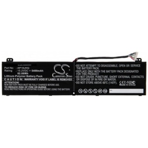 <b>Opis:</b><br><ul><li>Nadomestna baterija je izdelana po zasnovi in tehnologiji nemškega proizvajalca VHBW, kar zagotavlja odlično kvaliteto<br></li><li>Najsodobnejša tehnologija omogoča veliko ciklov polnjenja in praznjenja<br></li><li>Li-Polymer celice so prijazne okolju, obenem pa zagotavljajo delovanje brez spominskega učinka<br></li><li>Termično stikalo ščiti baterijske celice pred pregrevanjem, prenapolnitvijo in kratkim stikom<br></li><li>Visoka kapaciteta baterije, podaljšan čas delovanja pri mirovanju naprave, zelo počasno samopraznjenje<br></li><li>100% kompatibilnost z originalno baterijo</li><li>Baterijo polnimo z originalnim ali nadomestnim polnilcem</li><li>Certifikati CE in ROHS</li></ul><br><p><b>Originalne oznake:</b><br></p><ul><li>AP18JHQ</li><li>KT.00408.001</li></ul><br><p><b>Primerno za:</b></p><ul></ul><br>Acer:<br><ul><li>ConceptD 7 CN715-71, ConceptD 7 CN715-71-708A, ConceptD 7 CN715-71-70LR, ConceptD 7 CN715-71-71LX, ConceptD 7 CN715-71-71TH, ConceptD 7 CN715-71-71VT, ConceptD 7 CN715-71-73A9, ConceptD 7 CN715-71-744Z, ConceptD 7 CN715-71-74D2, ConceptD 7 CN715-71-74PC, ConceptD 7 CN715-71-756L, ConceptD 7 CN715-71-765G, ConceptD 7 CN715-71-768X, ConceptD 7 CN715-71-77QK, ConceptD 7 CN715-71-780L, ConceptD 7 CN715-71-78RS, ConceptD 7 CN715-71-78ZY, ConceptD 7 CN715-71-7944, ConceptD 7 CN715-71-79RU, ConceptD 7 Pro CN715-71P, ConceptD 7 Pro CN715-71P-70XB, ConceptD 7 Pro CN715-71P-72UQ, ConceptD 7 Pro CN715-71P-73YL, ConceptD 7 Pro CN715-71P-75G8, ConceptD 7 Pro CN715-71P-76A3, ConceptD 7 Pro CN715-71P-770L, ConceptD 7 Pro CN715-71P-78YW, ConceptD 7 Pro CN715-71P-793Z, ConceptD 7 Pro CN715-71P-79JW, Predator Triton 500 PT515-51, Predator Triton 500 PT515-51-502R, Predator Triton 500 PT515-51-52FF, Predator Triton 500 PT515-51-557V, Predator Triton 500 PT515-51-55N1, Predator Triton 500 PT515-51-56RX, Predator Triton 500 PT515-51-59E5, Predator Triton 500 PT515-51-700C, Predator Triton 500 PT515-51-704N, Predator Triton 500 PT515-51-704W, Predator Triton 500 PT515-51-70BJ, Predator Triton 500 PT515-51-70CC, Predator Triton 500 PT515-51-70CH, Predator Triton 500 PT515-51-70F1, Predator Triton 500 PT515-51-70PV, Predator Triton 500 PT515-51-70VT, Predator Triton 500 PT515-51-71KN, Predator Triton 500 PT515-51-71LB, Predator Triton 500 PT515-51-71NQ, Predator Triton 500 PT515-51-71PZ, Predator Triton 500 PT515-51-71RT, Predator Triton 500 PT515-51-727U, Predator Triton 500 PT515-51-72B2, Predator Triton 500 PT515-51-72D6, Predator Triton 500 PT515-51-734B, Predator Triton 500 PT515-51-73EG, Predator Triton 500 PT515-51-73G6, Predator Triton 500 PT515-51-73H1, Predator Triton 500 PT515-51-73Y9, Predator Triton 500 PT515-51-73YN, Predator Triton 500 PT515-51-73Z5, Predator Triton 500 PT515-51-745Q, Predator Triton 500 PT515-51-74V7, Predator Triton 500 PT515-51-753D, Predator Triton 500 PT515-51-754P, Predator Triton 500 PT515-51-7565, Predator Triton 500 PT515-51-75AF, Predator Triton 500 PT515-51-75BH, Predator Triton 500 PT515-51-75C9, Predator Triton 500 PT515-51-75L8, Predator Triton 500 PT515-51-75LW, Predator Triton 500 PT515-51-75P, Predator Triton 500 PT515-51-75P4, Predator Triton 500 PT515-51-75Q2, Predator Triton 500 PT515-51-7618, Predator Triton 500 PT515-51-766B, Predator Triton 500 PT515-51-76BM, Predator Triton 500 PT515-51-76U7, Predator Triton 500 PT515-51-76UK, Predator Triton 500 PT515-51-76VM, Predator Triton 500 PT515-51-76ZV, Predator Triton 500 PT515-51-771C, Predator Triton 500 PT515-51-7746, Predator Triton 500 PT515-51-776N, Predator Triton 500 PT515-51-77AQ, Predator Triton 500 PT515-51-77NQ, Predator Triton 500 PT515-51-77Q8, Predator Triton 500 PT515-51-77VQ, Predator Triton 500 PT515-51-77YG, Predator Triton 500 PT515-51-789G, Predator Triton 500 PT515-51-78BC, Predator Triton 500 PT515-51-78GF, Predator Triton 500 PT515-51-78QL, Predator Triton 500 PT515-51-78R2, Predator Triton 500 PT515-51-78TS, Predator Triton 500 PT515-51-7910, Predator Triton 500 PT515-51-798J, Predator Triton 500 PT515-51-79NT, Predator Triton 500 PT515-51-79P8, Predator Triton 500 PT515-51-79T2, Predator Triton 500 PT515-51-79ZP, Predator Triton 500 PT515-52, Predator Triton 500 PT515-52-700U, Predator Triton 500 PT515-52-700V, Predator Triton 500 PT515-52-704X, Predator Triton 500 PT515-52-71ZM, Predator Triton 500 PT515-52-72HH, Predator Triton 500 PT515-52-72U2, Predator Triton 500 PT515-52-73JE, Predator Triton 500 PT515-52-73L3, Predator Triton 500 PT515-52-742D, Predator Triton 500 PT515-52-742J, Predator Triton 500 PT515-52-748G, Predator Triton 500 PT515-52-74DJ, Predator Triton 500 PT515-52-74XD, Predator Triton 500 PT515-52-75DV, Predator Triton 500 PT515-52-75JW, Predator Triton 500 PT515-52-75UD, Predator Triton 500 Pt515-52-75xw, Predator Triton 500 PT515-52-75ZY, Predator Triton 500 PT515-52-77P9, Predator Triton 500 PT515-52-78HH, Predator Triton 500 PT515-52-78PN, Predator Triton 500 PT515-52-78TF, Predator Triton 500 PT515-52-78X6, Predator Triton 500 PT515-52-79BC, Predator Triton 500 PT515-52-79N4, Predator Triton 500 PT515-52-79T0, Predator Triton 500 PT515-52-79ZU, Predator Triton 500 PT515-52-A73Y8, PT515-51-502R, PT515-51-550J, PT515-51-557V, PT515-51-704W, PT515-51-70HL, PT515-51-70Z0, PT515-51-71VV, PT515-51-72G3, PT515-51-7391, PT515-51-73G6, PT515-51-74VQ, PT515-51-75P4, PT515-51-76ZV, PT515-51-78R2, PT515-51-79NT</li></ul><br><b>Lastnosti:</b><ul><li>Proizvajalec: VHBW</li><li>Barva: črna</li><li>Vrsta: Li-Polymer</li><li>Napetost: 15,2 V</li><li>Kapaciteta: 5.400 mAh (82,08 Wh)</li></ul><br>