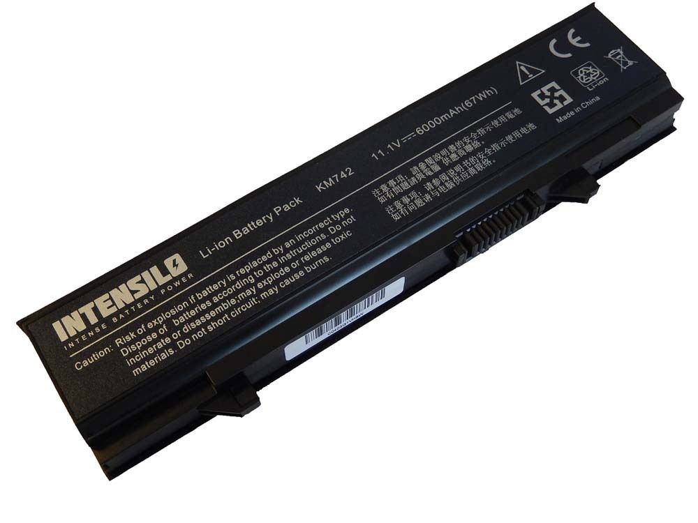 Opis:Nadomestna baterija je zasnovana po tehnologiji nemškega proizvajalca Intensilo, kar zagotavlja premium kvaliteto. Baterija ima vgrajene Samsungove Li-Ion celice večje kapacitete (tip 18650-30A), saj so namesto običajnih celic kapacitete 2.200 mAh uporabljene zmogljivejše celice s kapaciteto 3.000 mAh. Zato ima baterija kljub nespremenjenim zunanjim dimenzijam precej večjo kapaciteto od originalne. To zagotavlja občutno daljši čas delovanja prenosnika (cca. 35%) med posameznimi cikli polnjenja.Najsodobnejša tehnologija omogoča veliko ciklov polnjenja in praznjenjaLi-Ion celice so prijazne okolju, obenem pa zagotavljajo delovanje brez spominskega učinkaTermično stikalo ščiti baterijske celice pred pregrevanjem, prenapolnitvijo in kratkim stikomVisoka kapaciteta baterije, podaljšan čas delovanja pri mirovanju naprave, zelo počasno samopraznjenje100% kompatibilnost z originalno baterijoBaterijo polnimo z originalnim ali nadomestnim polnilcemCertifikati CE in ROHSOriginalne oznake:312-0762312-0769312-0902451-10616451-10617KM742KM752KM760KM769KM771KM970MT186MT187MT193MT196MT332P858DPP32LPP32LAPP32LBPW640PW649PW651RM656RM661RM668RM680T749DU116DU725H W071DWU841WU843WU852X064DX644HY568HPrimerno za:Dell Latitude:E5400, E5410, E5500, E5510Lastnosti:Proizvajalec: IntensiloBarva: črnaVrsta: Li-IonNapetost: 11,1 VKapaciteta: 6.000 mAhŠtevilo celic: 6