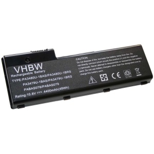 <p><b>Opis:</b><br></p><ul><li>Nadomestna baterija je izdelana po zasnovi in tehnologiji nemškega proizvajalca VHBW, kar zagotavlja odlično kvaliteto<br></li><li>Najsodobnejša tehnologija omogoča veliko ciklov polnjenja in praznjenja<br></li><li>Li-Ion celice so prijazne okolju, obenem pa zagotavljajo delovanje brez spominskega učinka<br></li><li>Termično stikalo ščiti baterijske celice pred pregrevanjem, prenapolnitvijo in kratkim stikom<br></li><li>Visoka kapaciteta baterije, podaljšan čas delovanja pri mirovanju naprave, zelo počasno samopraznjenje<br></li><li>100% kompatibilnost z originalno baterijo</li><li>Baterijo polnimo z originalnim ali nadomestnim polnilcem</li><li>Certifikati CE in ROHS</li></ul><br><p><b>Originalne oznake:</b><br></p><ul><li>PA3479U-1BRS<br></li><li>PA3480U-1BRS</li><li>PA3480U-1BAS</li><li>PABAS078</li><li>PABAS079</li></ul><br><p><b>Primerno za:</b></p>Toshiba Satellite:<br><ul><li>P100-118, P100-359, P105-S6134, P100-113, P100-347, P105-S6104, P100-108, P100-313, P105-S6064, P100-102, P100-306, P105-S6022, P105 serija, P100-259, P105-S921, P100-253, P100-ST9752, P100-227, P100-ST9612, P105-S9339, P100-222, P100-ST9012, P105-S6227, P100-199, P100-ST1071, P105-S6197, P100-194, P100-413, P105-S6167, P100-188, P100-387, P105-S6148, P100-115, P100-352, P105-S6124, P100-112, P100-340, P105-S6102, P100-105, P100-309, P105-S6062, P105-S6004, P100-JR, P100-284, P105-S6014, P100-ST9732, P100-258, P100-ST9772, P100-247, P100-ST9742, P100-224, P100-ST9412, P105-S9337, P100-213, P100-ST7211, P105-S6217, P100-198, P100-429m, P105-S6187, P100-192, P100-410, P105-S6158, P100-119, P100-386, P105-S6147, P100-114, P100-350, P105-S6114, Pro P100-438, P100-109, P100-324, P105-S6084, P100-103, P100-307, P105-S6024, P105-S6002, P100-264, P105-S6012, P100 serija, P100-257, P100-ST9762, P100-240, P100-ST9712, P105-S9722, P100-223, P100-ST9212, P105-S9312, P100-208, P100-ST1072, P105-S6207, P100-197, P100-426, P105-S6177, P100-191, P100-403, P105-S6157</li></ul><br>Toshiba Satellite Pro:<br><ul><li>P100-465, P100-404, P100-422, P100-153, P100-439, P100-402, P100, P100-401, P100-327, P100-420, P100-150<br></li></ul><br><b>Lastnosti:</b><ul><li>Proizvajalec: VHBW</li><li>Barva: črna</li><li>Vrsta: Li-Ion</li><li>Napetost: 10,8 V (48 Wh)</li><li>Kapaciteta: 4.400 mAh</li><li>Število celic: 6</li></ul><br>