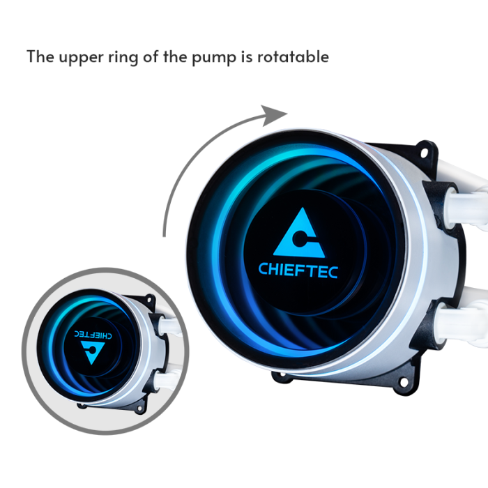 Chieftec Iceberg 240mm A-RGB vodno hlajenje za INTEL/AMD procesorje, bel - slika 4